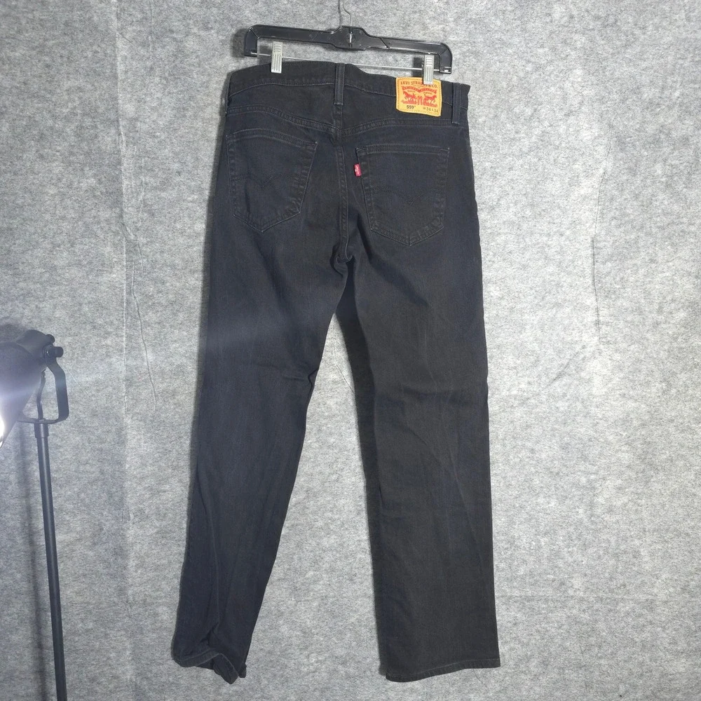 Levi's 559 Relaxed Straight Jeans Mens 34x34 Black Denim Stretch Mid Rise Pants